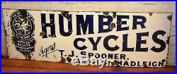 Humber cycles enamel sign early advertising decor mancave garage metal vintage