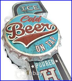 Ice Cold Beer on Tap Poured Here LED Bar Sign, Large 25 Double Sided Blue Sign