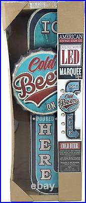 Ice Cold Beer on Tap Poured Here LED Bar Sign, Large 25 Double Sided Blue Sign
