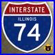 Illinois_Interstate_74_highway_marker_road_sign_1957_Champaign_Bloomington_12x12_01_ro