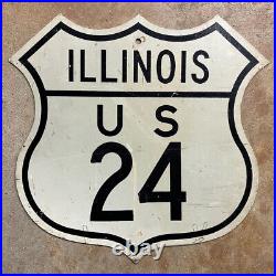 Illinois US route 24 highway road sign shield diecut 16x16 1960s 2978