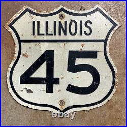 Illinois US route 45 highway road sign shield diecut 16x16 1950s 1960s 2974