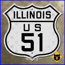 Illinois US route 51 highway marker road sign 1926 Rockford Bloomington 12x12