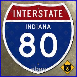 Indiana Interstate 80 highway route marker sign 1957 Hammond South Bend 18x18