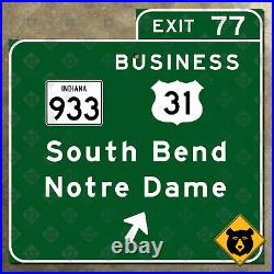 Indiana Toll Road South Bend Notre Dame highway exit sign interstate 80 90 16x16