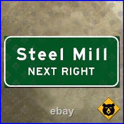 Indiana steel mill highway road sign green freeway 27x12