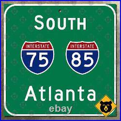 Interstate 75/85 south Atlanta Georgia highway road sign 1990 freeway 16x16