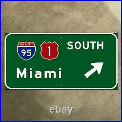 Interstate 95 US 1 Miami Florida highway road freeway guide sign green 1957 24