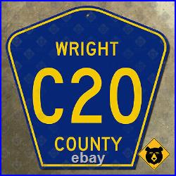 Iowa Wright County Road C20 highway marker road sign pentagon Belmond 18x18