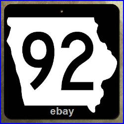 Iowa state route 92 Council Bluffs Muscatine highway marker road sign 12x12