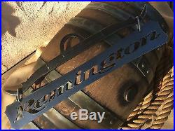 Iron Metal Remington Gun Sign wall art plaque hunter cabin rustic vintage rifle