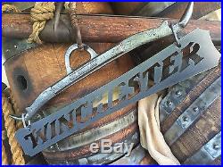 Iron Metal Winchester Sign wall art plaque hunter cabin rustic vintage xmas gift