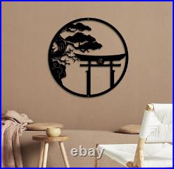 Japanese Metal Wall Art, Bonsai Tree Metal Art Cherry Blossom Tree Metal Sign