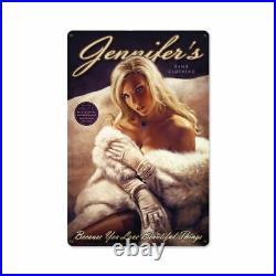 Jennifer's Fine Clothing Blonde Bombshell Pin Up Metal Sign by Greg Hildebrandt