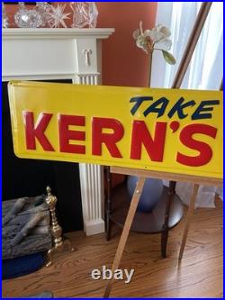KERNS BREAD 1959 Vintage Metal Sign Embossed