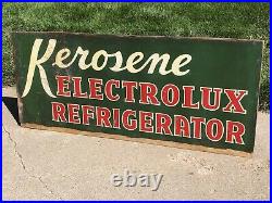 KEROSENE Electrolux REFRIGERATOR 59x25 Vintage Metal ELECTROLUX c1940 Old SIGN