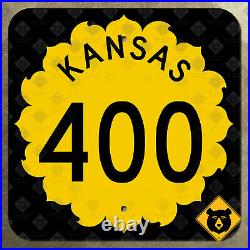 Kansas K-400 state route marker 1962 road sign highway sunflower 24x24