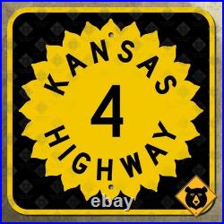 Kansas K-4 state route highway marker road sign sunflower Topeka 1948 15x15
