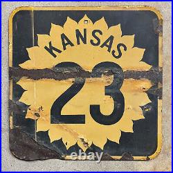 Kansas state route 23 highway marker road sign sunflower shield 1950s 3997