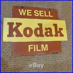 Kodak Film Metal Dealer Sign Two Sided WE SELL KODAK FILM 24/18 Vintage