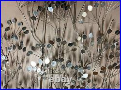 LARGE 57 C. Curtis Jere Signed Silver Elm Trees Wall Metal Sculpture MCM 1973