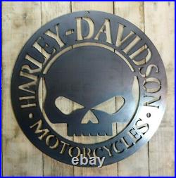 LARGE Harley Davidson Willie G Metal Sign Hand Finished Motor Cycle Skull