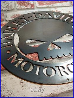 LARGE Harley Davidson Willie G Metal Sign Hand Finished Motor Cycle Skull