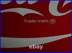 LARGE, METAL, VINTAGE, ORIGINAL Coca-Cola Sign. Red and White. 44 x 66. 1970s