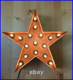 LARGE VINTAGE STYLE LIGHT UP MARQUEE STAR, 23 industrial metal sign letter barn