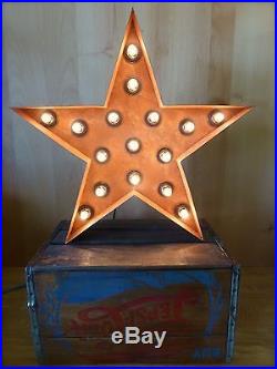 LARGE VINTAGE STYLE LIGHT UP MARQUEE STAR, 23 industrial metal sign letter barn