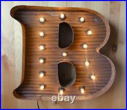 LG BROWN VINTAGE STYLE LIGHT UP MARQUEE LETTER B, 24 TALL novelty rustic sign