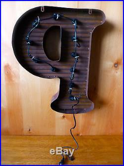 LG BROWN VINTAGE STYLE LIGHT UP MARQUEE LETTER P, 24 TALL novelty metal sign