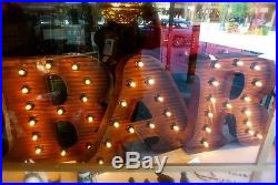LG BROWN VINTAGE STYLE LIGHT UP MARQUEE LETTER W, 24 TALL metal rustic sign