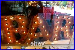 LG BROWN VINTAGE STYLE LIGHT UP MARQUEE LETTER Y, 24 TALL metal rustic sign