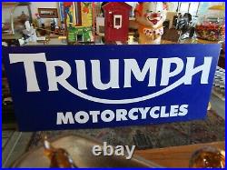 LG'' Vintage Triumph Motorcycle Metal Dealer Sign. 96'' X 40'' X 1'