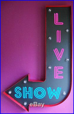 LIVE SHOW arrow light del sign neon strip club retro vintage soho london VAC205
