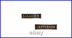 Ladies and Gentlemen Brass Restroom Signs Set, Rustic Farmhouse Antiqued Finish