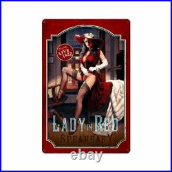 Lady in Red Speakeasy Jazz Pin Up Metal Sign by Greg Hildebrandt