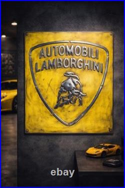 Lamborghini Vintage Garage Metal Sign 20x24 Handmade Cast Aluminum Relief