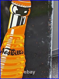 Large 1955 Nesbitt's Orange Soda Single Sided Sign 4' x 8' Old & Original