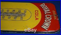 Large 25 Vintage RC Royal Crown Cola Soda Pop Metal Thermometer Sign 1940's 50s