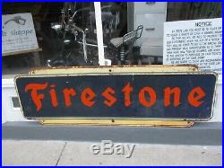 Large 71 X 24 Vintage 1940s Firestone Tires Gas Station Metal Sign Gas Oil