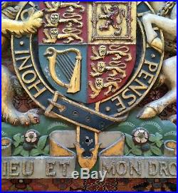 Large British Royal Coat of Arms Vintage Royal Warrant Crest Solid Metal Sign