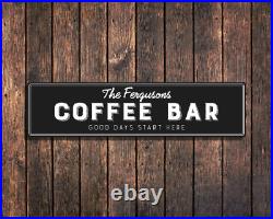 Large COFFEE BAR ALUMINUM SIGN Wall Art Custom Coffee Corner Sign Personalized