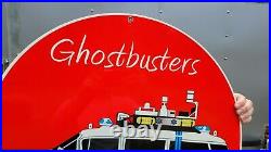 Large Old Vintage Ghostbusters Porcelain Enamelmovie Theater Die-cut Metal Sign