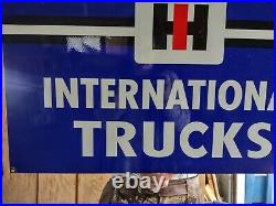 Large Old Vintage International Harvester Trucks Porcelain Heavy Metal Sign