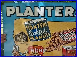 Large Old Vintage Planter's Brand Peanuts Porcelain Advertising Metal Food Sign