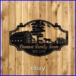 Large Personalized Metal Sign, Custom Farmhouse Sign, Barn Country, Dad's Gift
