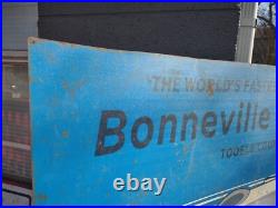 Large Rare Vintage Bonneville Salt Flats Racing Advertising 48 Metal Sign
