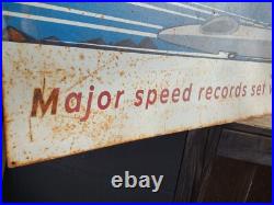 Large Rare Vintage Bonneville Salt Flats Racing Advertising 48 Metal Sign